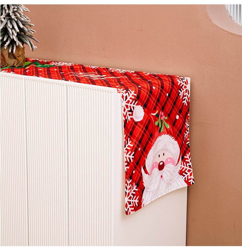 Christmas New Christmas Table Runner Red and Green Snowflake Plaid Snowman Table Runner for the Elderly Home Atmosphere Decorations_voghion.com