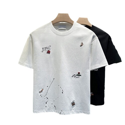 Vintage Hong Kong Style Pure Cotton Short Sleeve T-Shirt for Men - INs Trendy Brand - Summer 2025 - Men's Oversize Loose Top