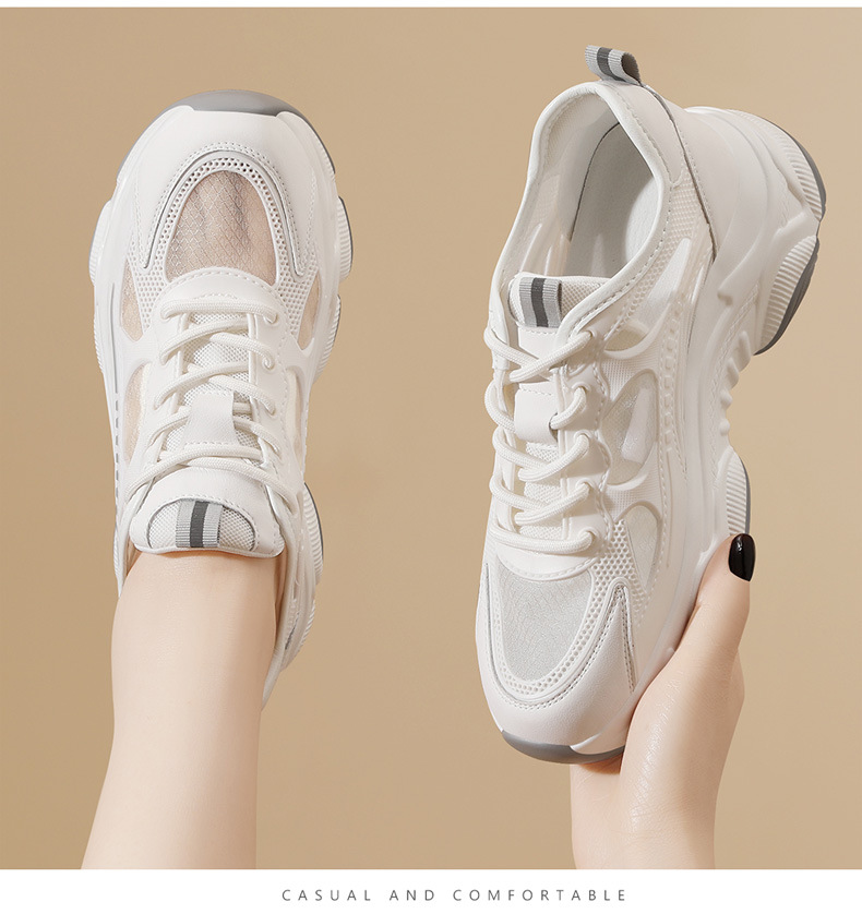 Giày sneaker nữ lưới thoáng khí đế dày phong cách thể thao mùa hè — 1946 trắng xám, 1946 trái cây xanh chi tiết 7