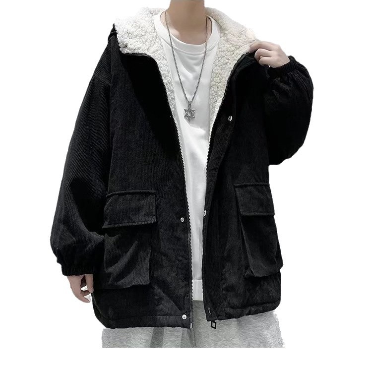 Chaqueta acolchada de algodón con capucha de estilo retro de Hong Kong para niños en invierno suelta y versátil nueva chaqueta de hombre con cremallera cálida