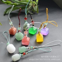 天然东陵玉天山翠金丝玉小印章小滴溜  包包手机链吊坠