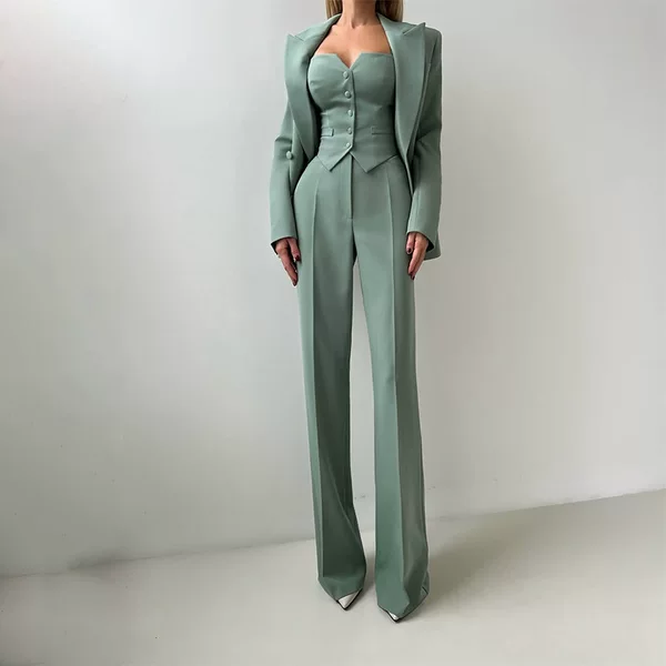 Spring 2025 Europe and the United States Amazon cross-border women's clothing commuting Joker temperament slim solid color suit three-piece suit