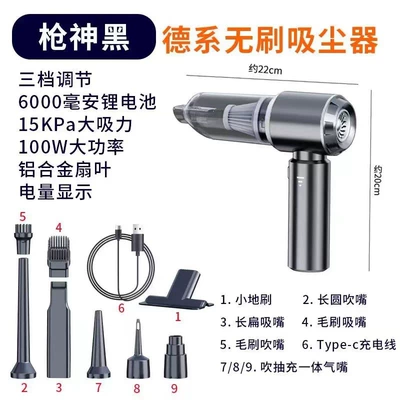hand-held household dust blower — Tozsoranlar - gun-black-brushless-motor-3-speed-adjustmenttype-c-fast-charge19000pa3-sections2000mah-blowing-and-sucking-three-in-one-vacuum-cleaner