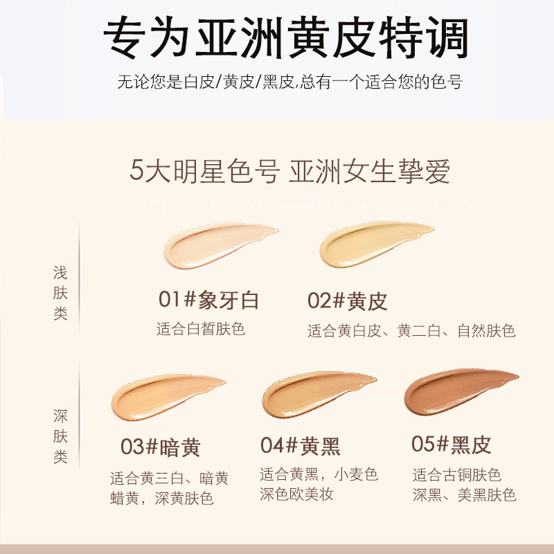 曼知黄黒皮のつや消しのカバーのファンデーションのオリーブの冷皮の小麦の古銅の調色の調合液は化粧の欧米の化粧を持ちます。|undefined