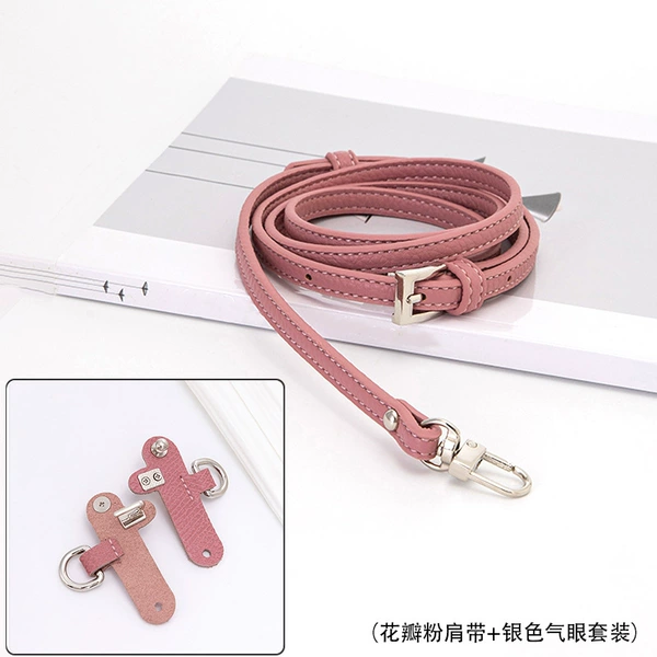 Petal pink silver buckle 0.9cm wide shoulder strap + GS punch-free set