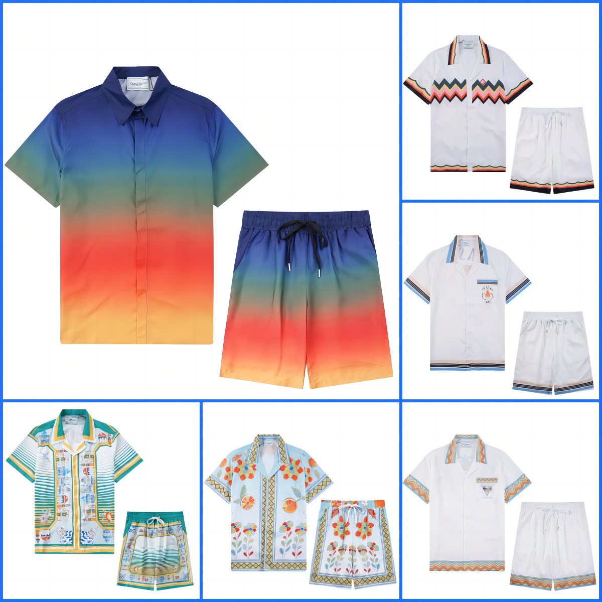Mens Floral Shirt Set Hawaii CASA Casablanca Short Sleeve Printed Beach Shirt Shorts Cardigan