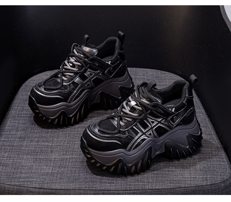 Giày sneaker nữ đế dày tăng chiều cao phong cách Hàn Quốc mùa thu đông 2026 — 5006-1 lót lông nâu, 5006-1 lót lông đen, 5006 một lớp màu kem, 5006 một lớp nâu chi tiết 28