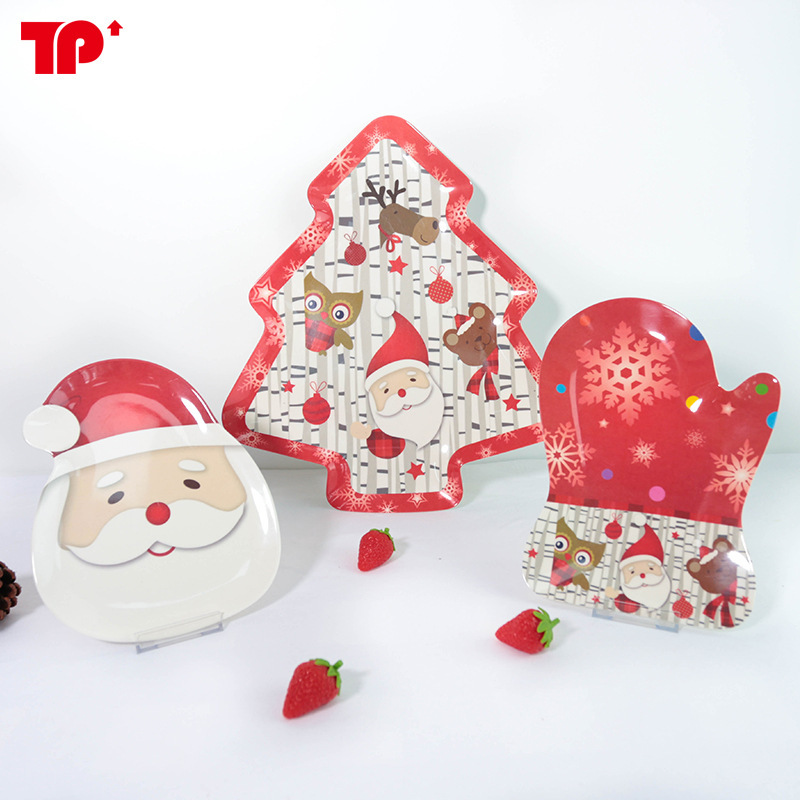 Melamine Tableware Exclusively for Export, Christmas Tree Glove-Shaped Dinner Plate, Food Placement Plate, Creative Holiday Gift Plate Melamine Tableware Exclusively for Export, Christmas Tree Glove-Shaped Dinner Plate, Food Placement Plate, Creative Holiday Gift Plate