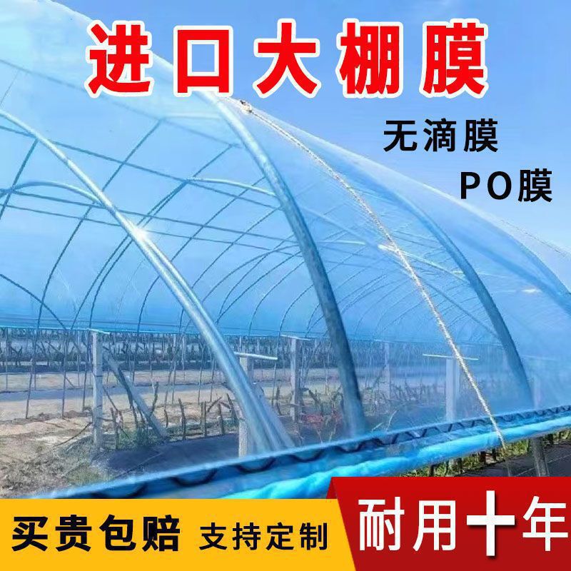 Drip-Free Greenhouse Plastic Film Anti-Aging Waterproof Transparent Blue Thickeneded High Light Transmittance Anti-Fog Po Film Insulation Film
