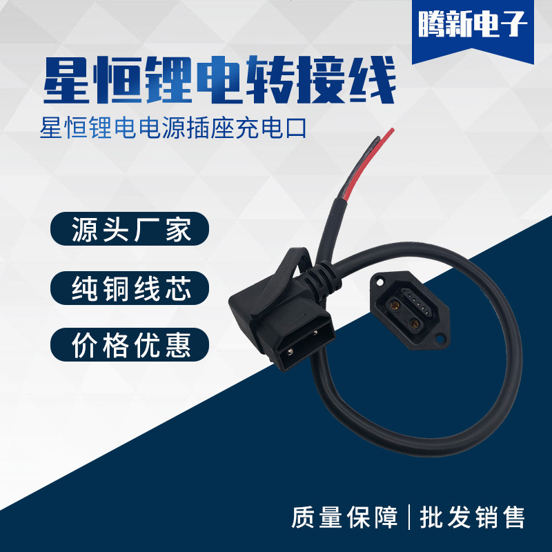 电动车星恒锂电转接线2+6电源线星恒锂电电源插座充电口