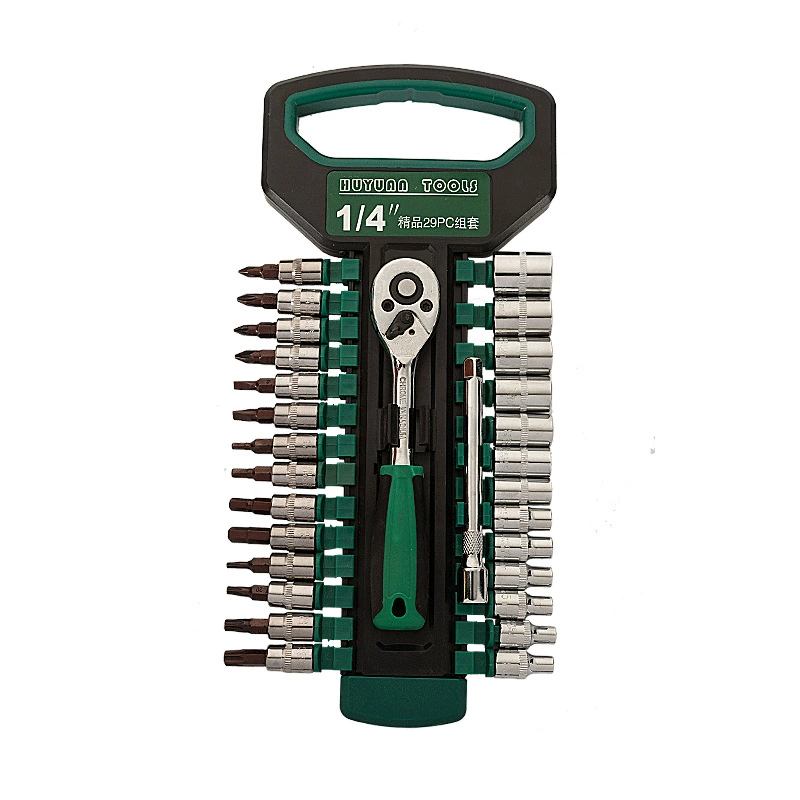 Chrome vanadium steel socket set wrenches large, medium, small, with insert card socket combination set, automotive repair tool