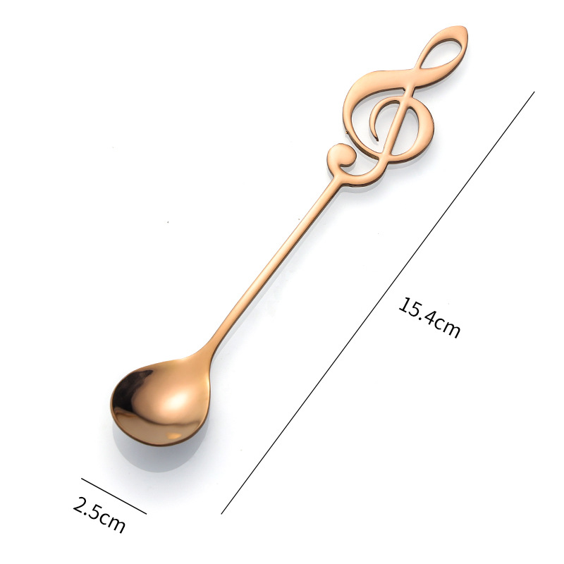 304 cuchara de música de acero inoxidable creativo nota musical forma café postre cuchara de oro regalo transfronterizo en stock al por mayor