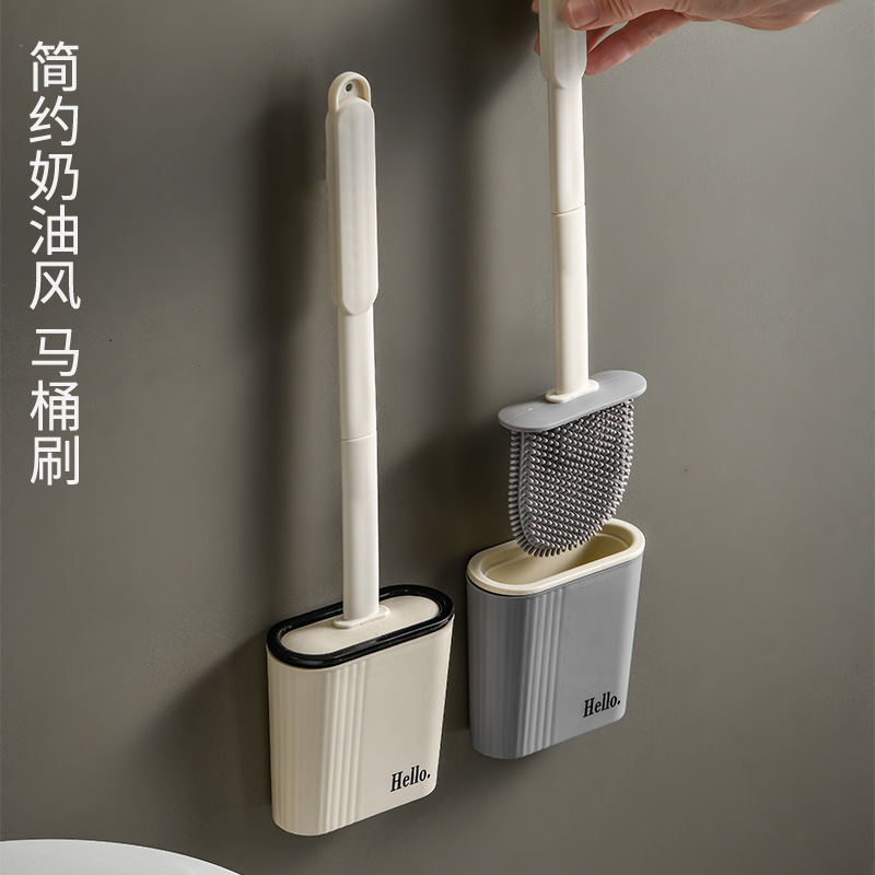 Silicone Toilet Brush 2022 New No Dead Angle Toilet Artifact Brush Wall Hanging Household Toilet Cleaning Set