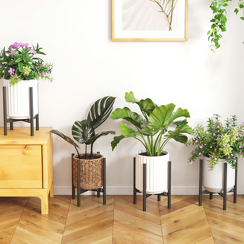 室内园艺花卉盆栽架 落地式金属花盆架 现代简约十字多层伸缩花架