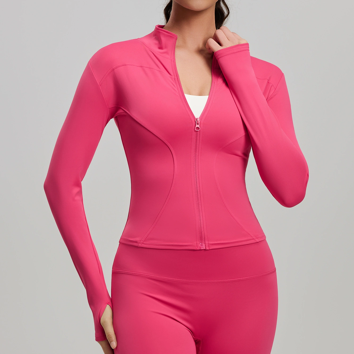 Дышащая йога-куртка — Slim-Fit с длинным рукавом для зала и бега, европейский стиль, размеры S–XXXL