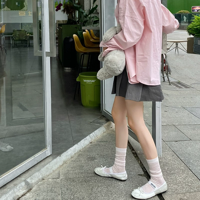 Miumiu, Tide, летние тонкие цветные носки, универсальные японские высокие сапоги