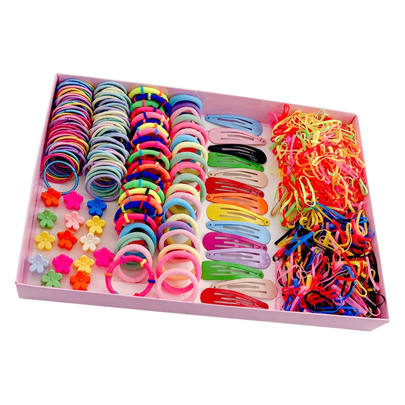 Tocado de los niños horquilla combinación traje caja de regalo banda de pelo del bebé chica clip lateral accesorios para el cabello chica princesa cuerda de pelo