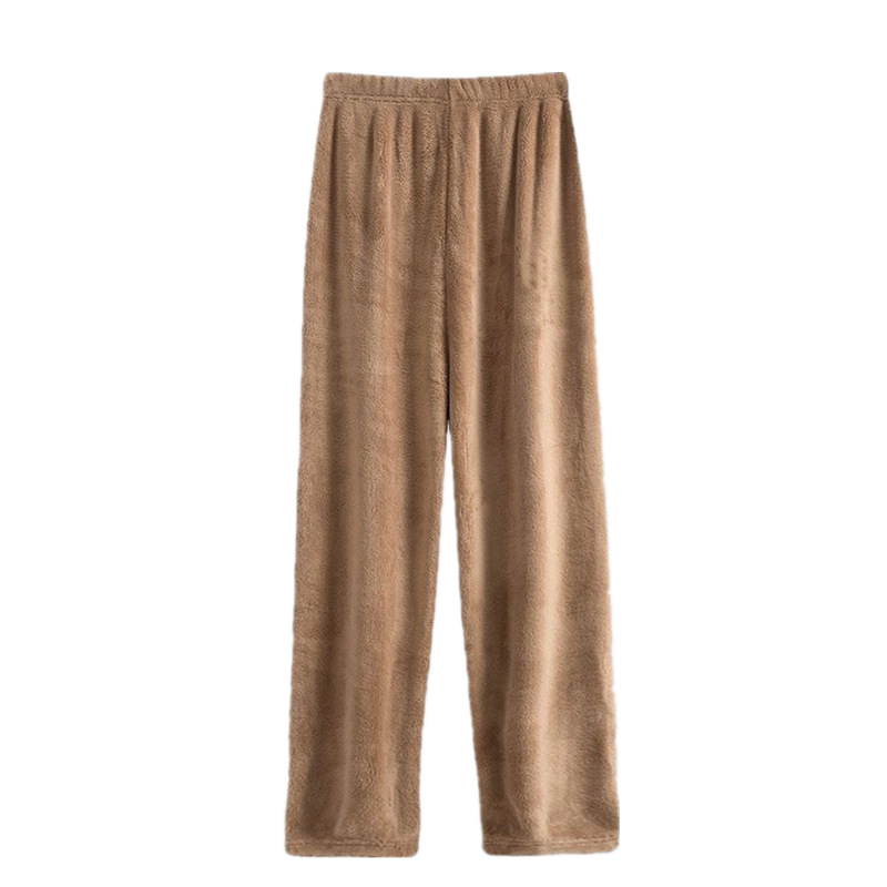 Pantalones de pijama de lana de coral grueso para mujeres Otoño e Invierno Nuevos pantalones sueltos ropa exterior pantalones cálidos pantalones cómodos pantalones perezosos en casa