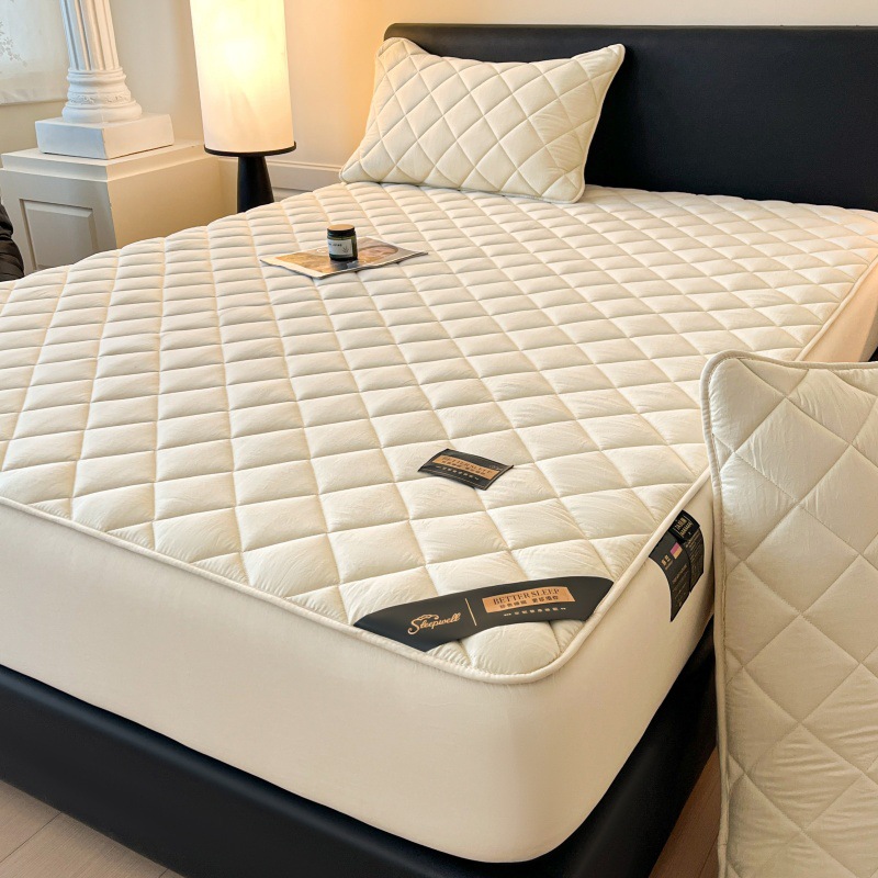 Class a Washed Cotton Silk Protein Single Fitted Sheet Antibacterial Quilted Thickeneded Simmons Mattress Protector All-Inclusive Bed Cover