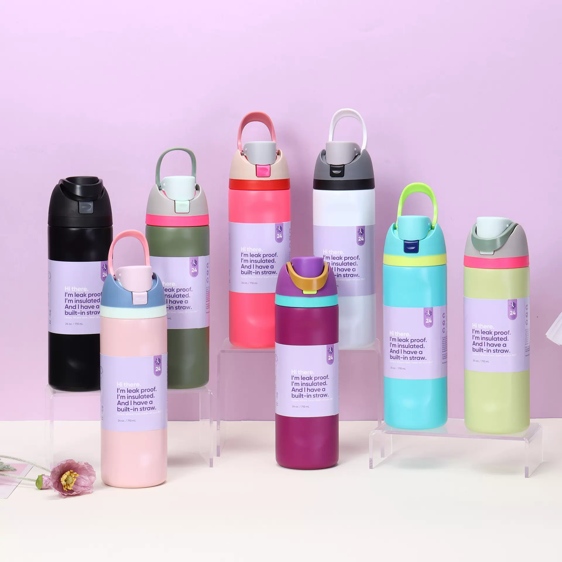 亚马逊同款水果杯大容量户外便携双饮提手弹跳运动水杯保温杯批发