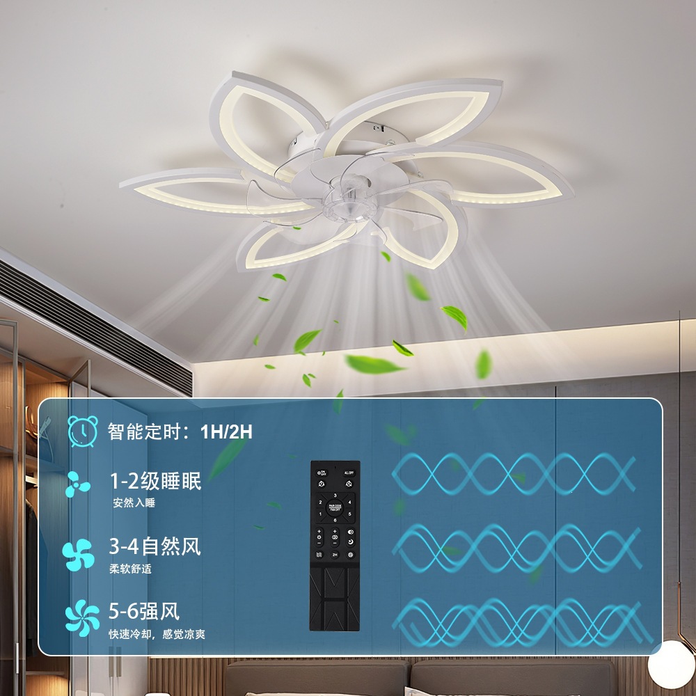 Ventilador de Techo con Luz de Aluminio y Plástico con Control Remoto y App para Sala de Estar y Dormitorio