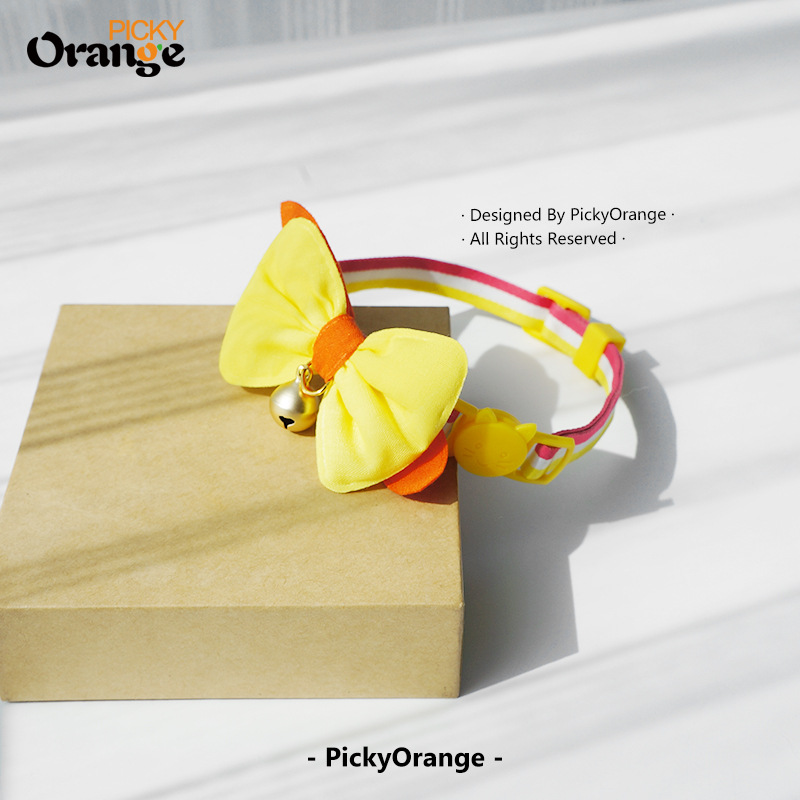 Vòng cổ mèo nơ ba mảnh màu tương phản sọc kiểu Pháp (16).jpg