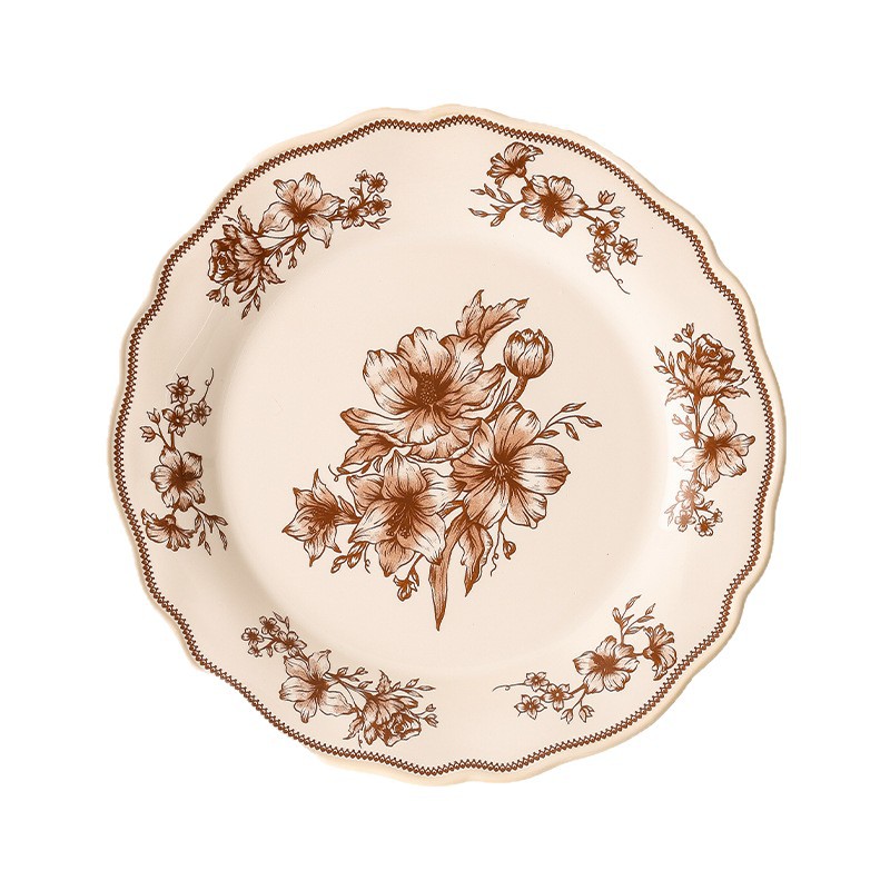 Shang 'en medieval perlas finas cerámica cubiertos caseros platos de comedor franceses tazones pequeños platos de tazas retro jardín de rosas platos de postres