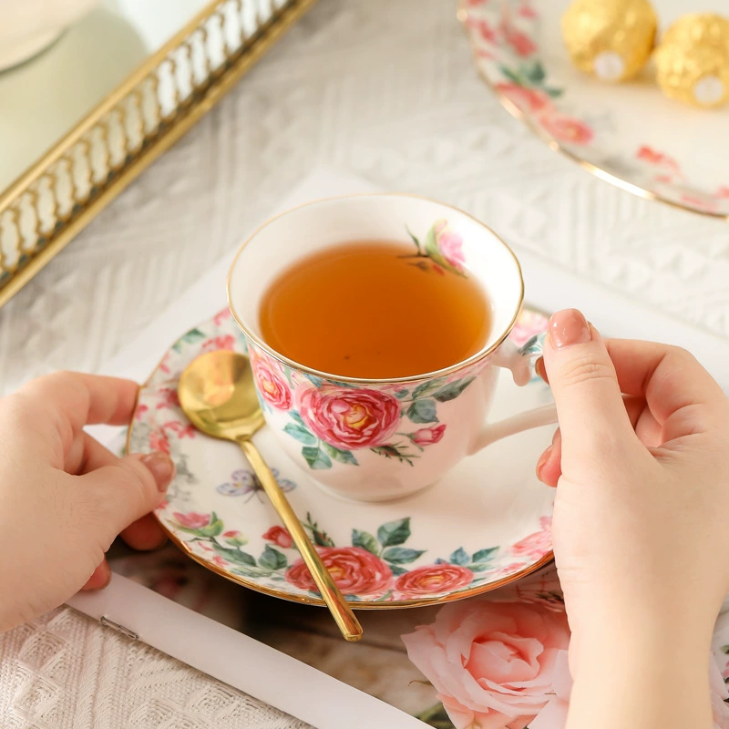 Ceramic afternoon tea contains rose, coffee dessert tea set, tableware
