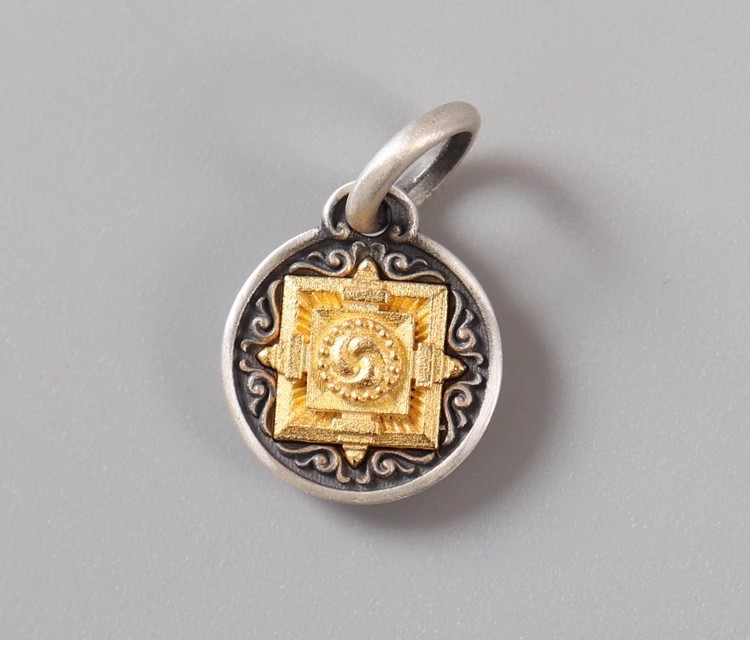 Xizang-Style Golden Pendant with Ethnic Woven Bracelet, DIY Bead Spacer, Necklace Side Charm