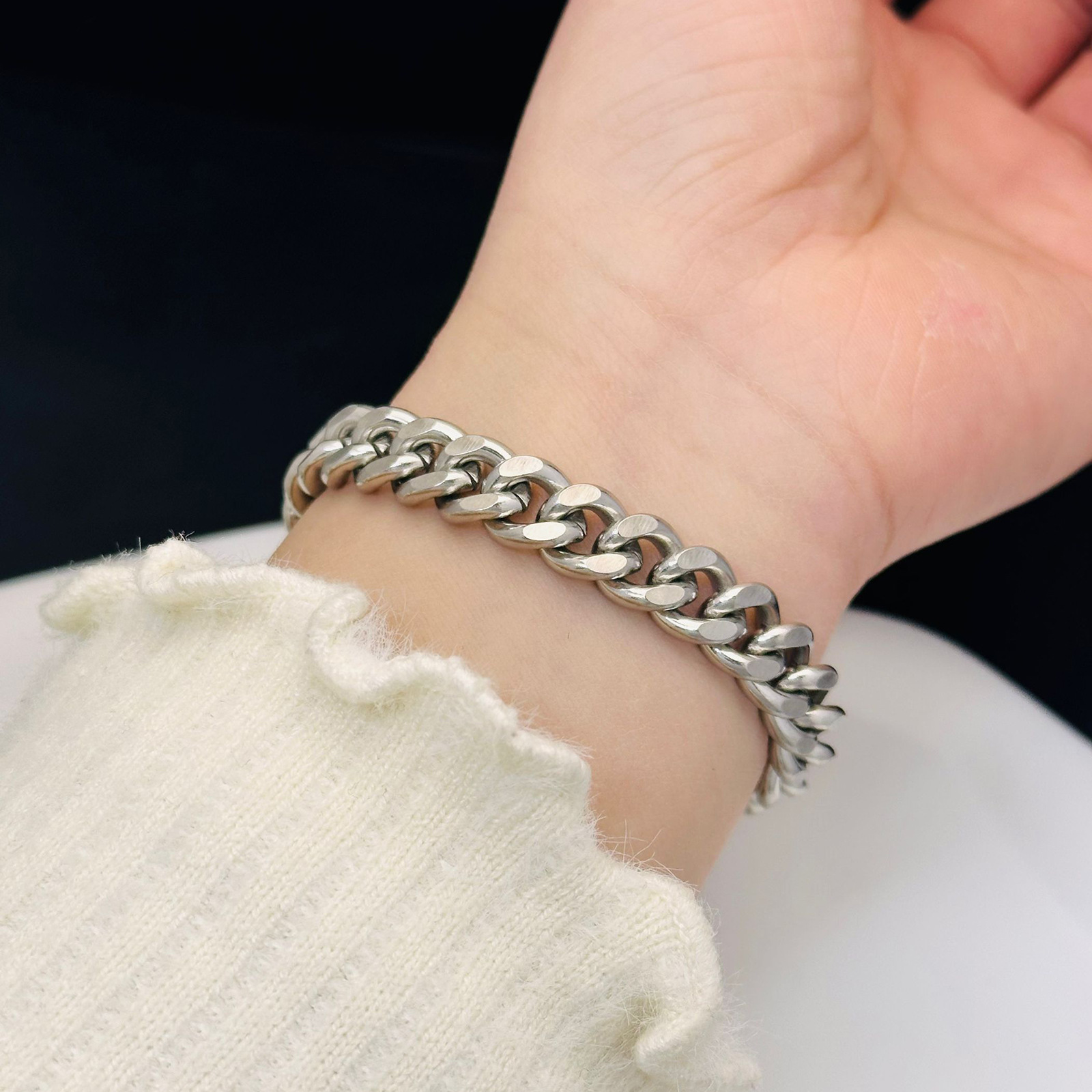 De Acero de titanio hiphop collar de cadena de los hombres de moda de los hombres cubanos de la cadena de hip hop decoración chica pareja todo fósforo accesorios fresco