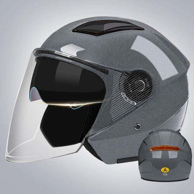 for all seasons, half helmet, safety | Motosiklet kaskı (dəbilqə) - b4-dual-lens-model-starry-gray-high-definition-long-lens-3c-certified