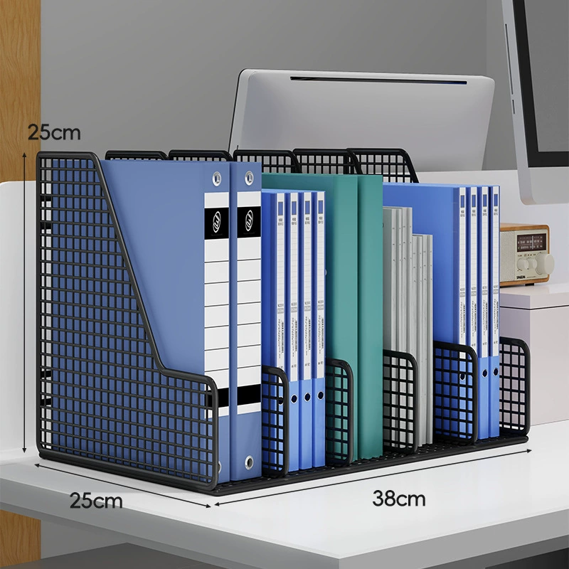 Metal Document Organizer Rack, Mesh File Storage Box, 2–6 Compartments, Black/White Options