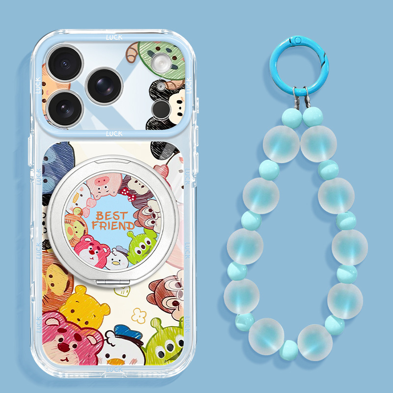 Strawberry Bear bracelet is suitable for Apple 17pm phone case, iPhone 15 cute cartoon 16 rotating stand 14 transparent Strawberry Bear bracelet is suitable for Apple 17pm phone case, iPhone 15 cute cartoon 16 rotating stand 14 transparent