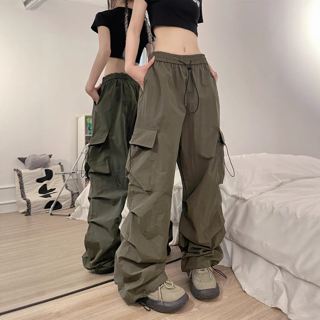 美式复古工装休闲裤女春秋百搭直筒显瘦束脚长裤宽松阔腿裤子ins