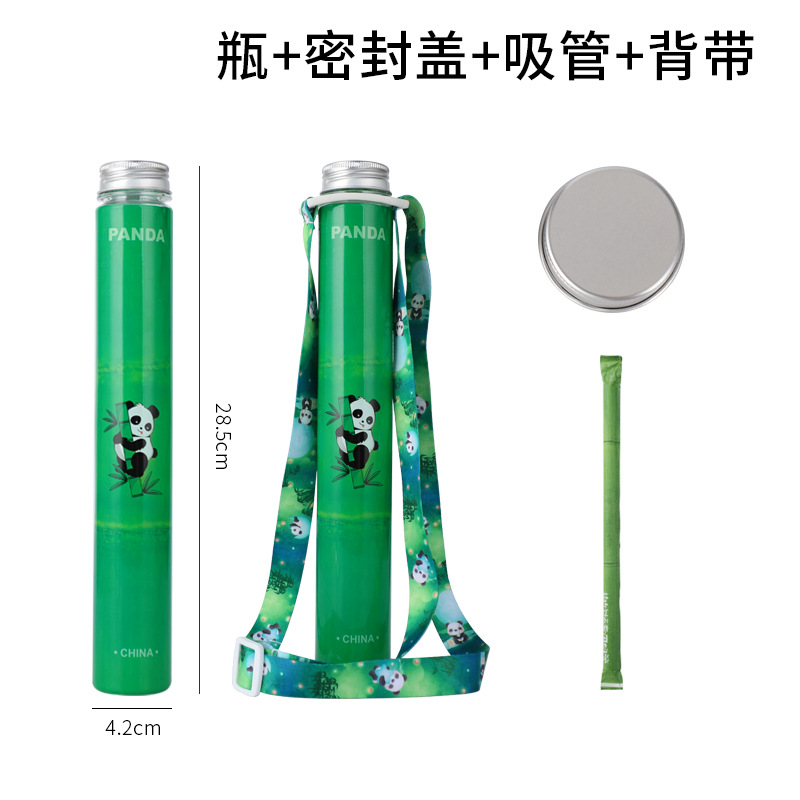 Celebridad en línea Panda sosteniendo la taza de bambú desechable de plástico delgado para mascotas taza de té de leche para llevar 400ml taza de bebida de jugo