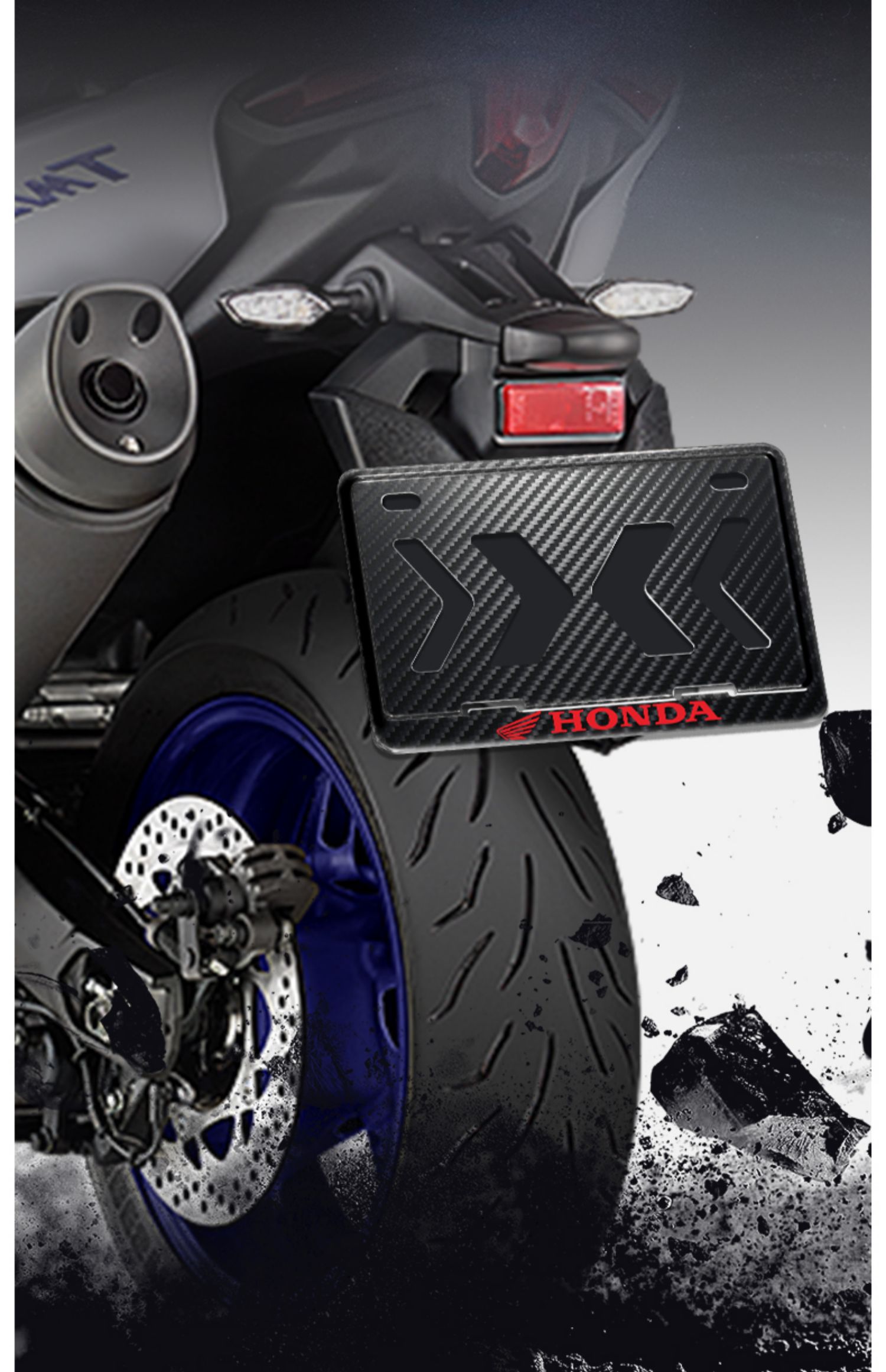 Suitable for Dry Carbon Fiber Motorcycle License Plate Frame, Rear License Plate Frame, Shockproof, for Yamaha, Kawasaki, Honda, No. 9