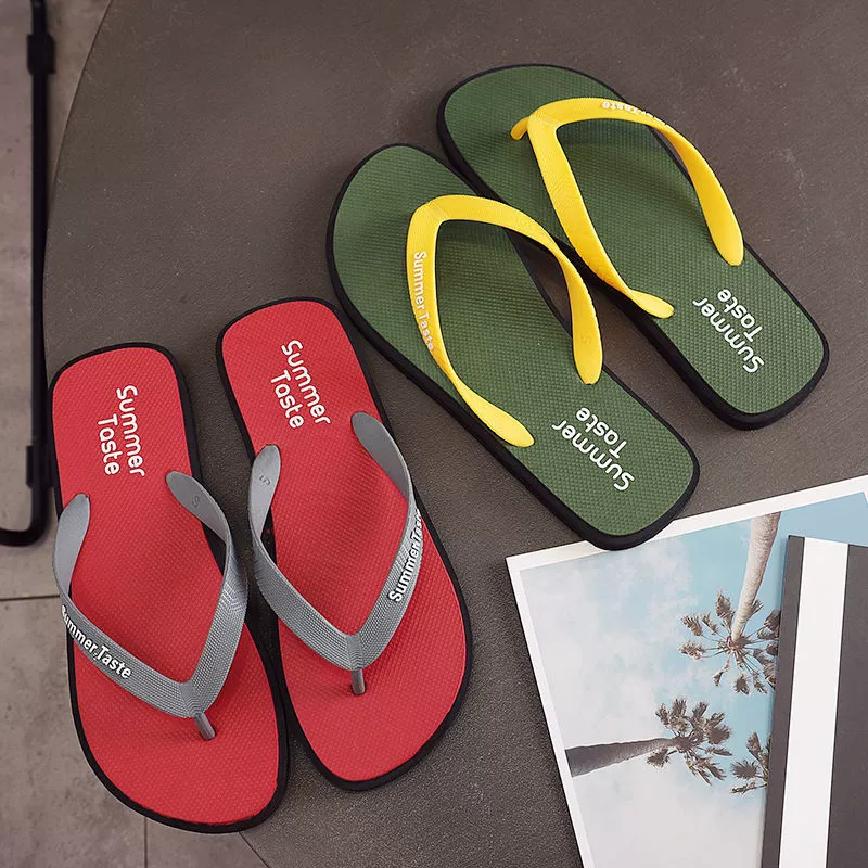 Flip flops, men's trend slippers for leisure, beach summer sandals, non-slip slide platform