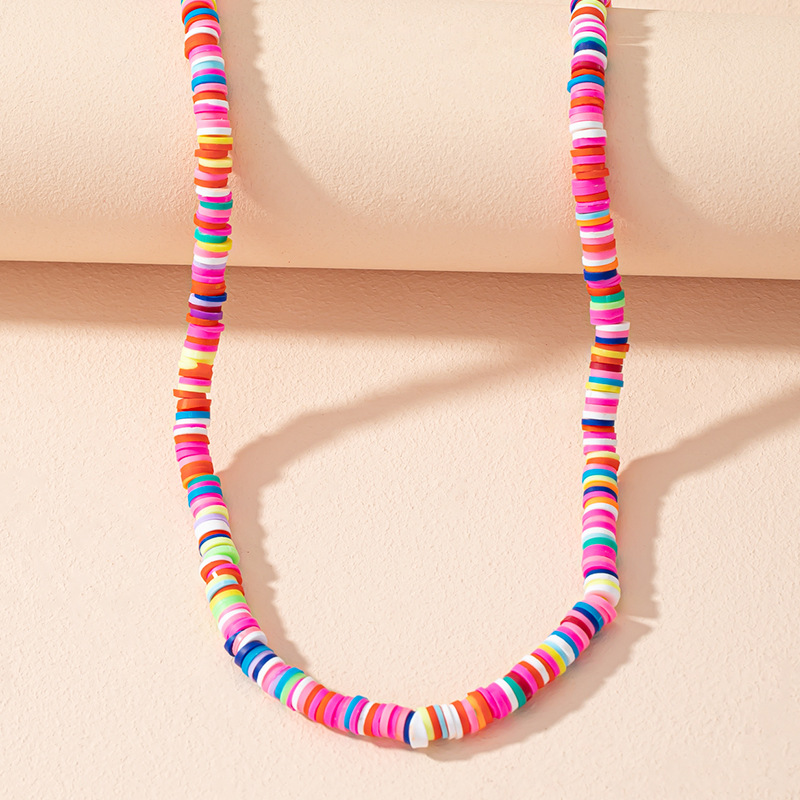 Europe and America Cross Border Internet Celebrity Bohemian Ethnic Style Colorful Polymer Clay Neckl