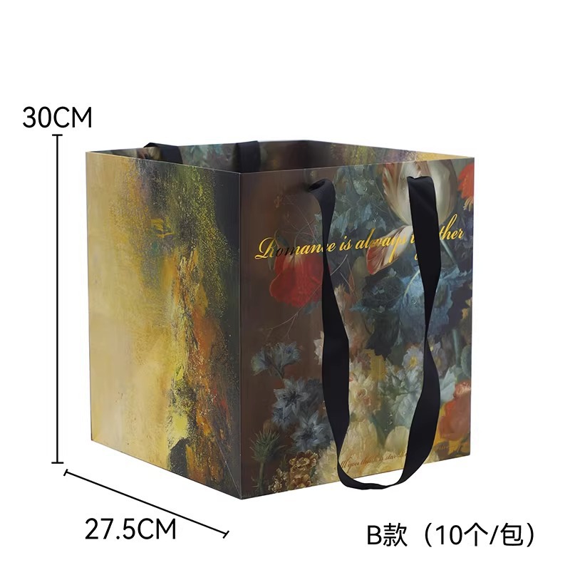 Bolsa de embalaje de flores transparente bolso trapezoidal cuadrado bolso de mango largo ramo de embalaje caja de regalo material de la tienda de flores