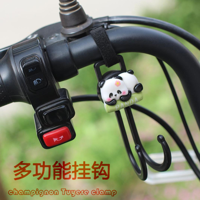 Gancho para coche eléctrico Gancho para colgar para motocicleta de carga universal delantero Gancho para llevar lindo panda