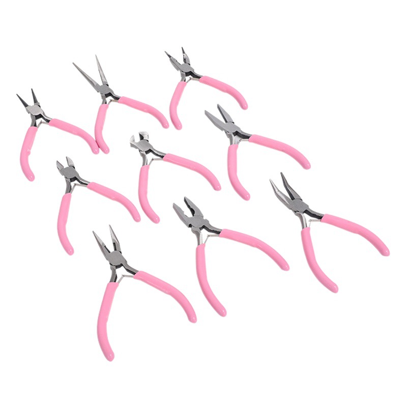 Alicates de punta de aguja de 4,5 pulgadas mini Alicates de uñas alicates de belleza multi-funcional de corte superior oblicua boca curvada pequeños alicates DIY hecho a mano