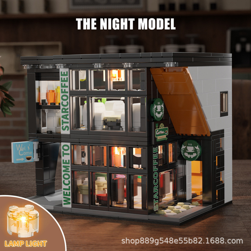 Taigao Le T2069-73 Street Scene Series Building Blocks Coffee House Flower Shop Children's Assembly Toys Gifts Cross-Border Wholesale