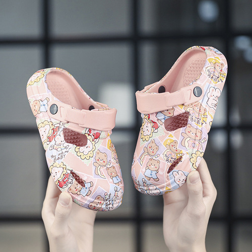 Summer New Children's Hole Shoes for Boys, Cartoon Cute Indoor Home Shoes for Girls, Slides for Outdoor Wear, Beach Shoes