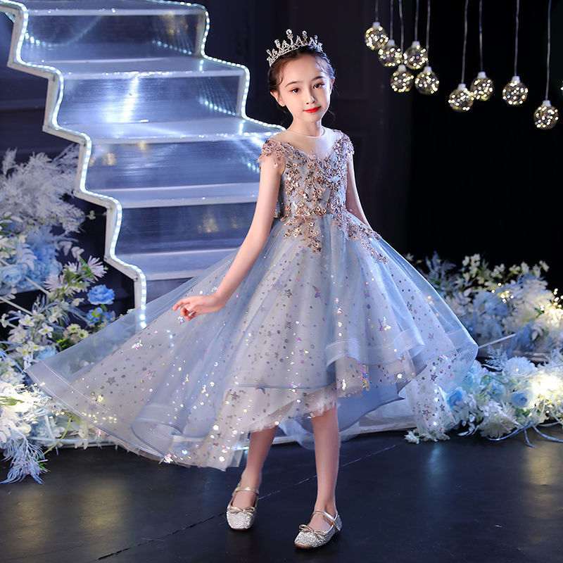 Vestido de princesa sin mangas de encaje y tul para niña_voghion.com