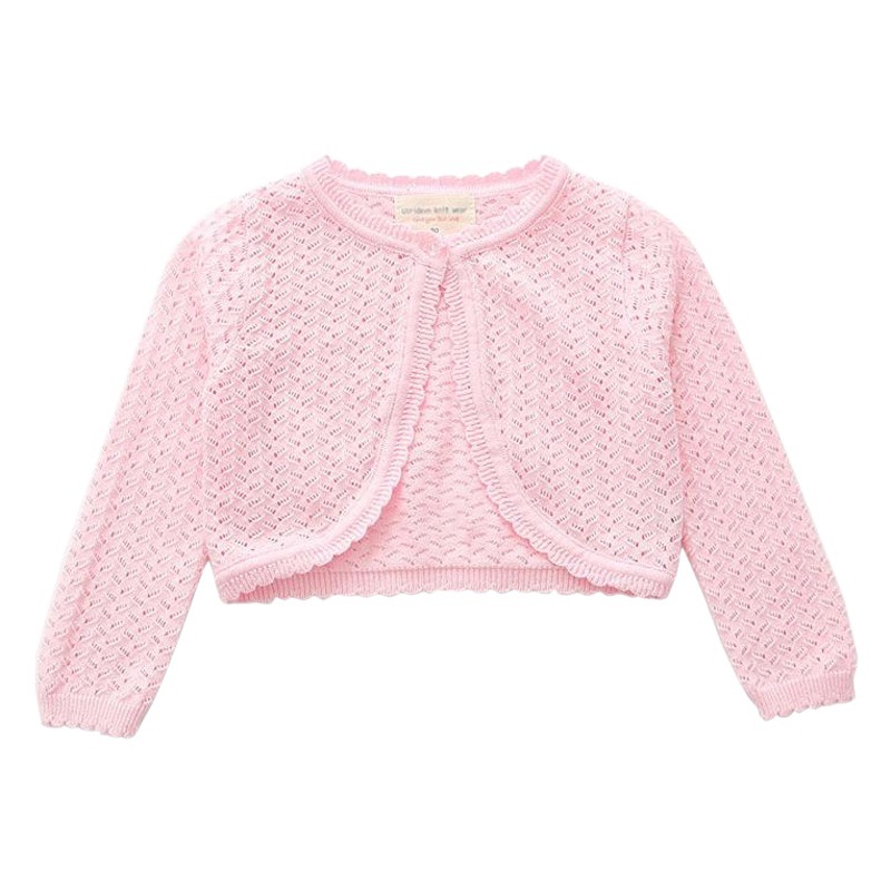 Chal de manga larga de estilo coreano hueco para niñas abrigo bebé aire acondicionado camisa verano Delgado cardigan de punto para niños