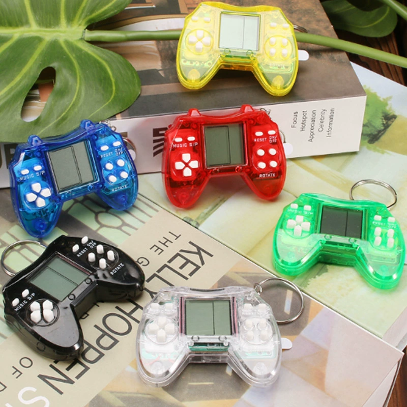 Mini Game Console Keychain, Tetris Handheld, Transparent/macarons, 26 Modes, 6.2×5×1.7 cm