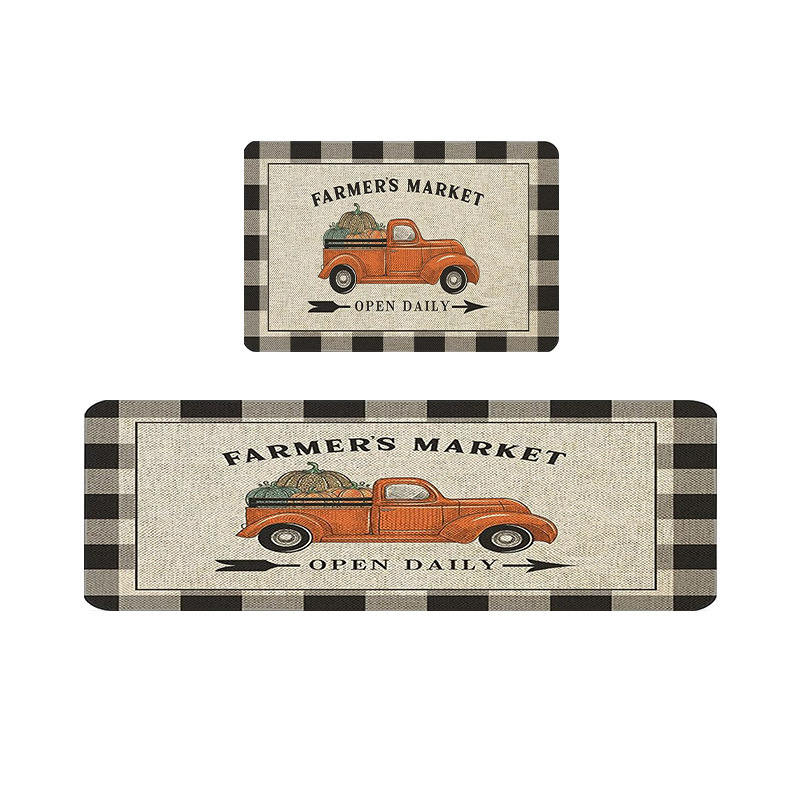 Cross-Border Temu Hot-Selling American Crystal Velvet Floor Mats, Kitchen Water-Absorbing and Oil-Absorbing Easy-Care Floor Mats, Two-Piece Set Can Be Shipped on Behalf of Others