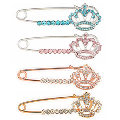 Korean Fashion Crystal Crown Brooch, Etiquette Shoulder Strap Accessory, Cardigan Sweater Anti-Slip Brooch Accessory
