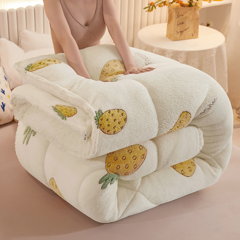 Snowflake velvet lamb velvet warm printed winter quilt core home dormitory milk velvet single and double spring and autumn quilt