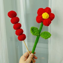 跨境成品糖葫芦送你一朵小红花毛线冰条线手工勾编春节礼品